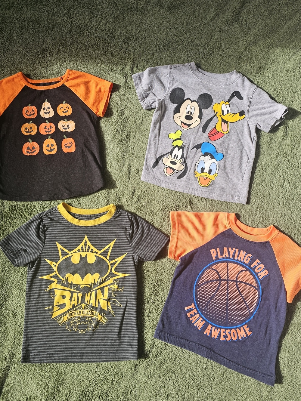 2T Short Sleeve Shirt Lot Disney Mickey Batman Pumpkins Halloween Basketball